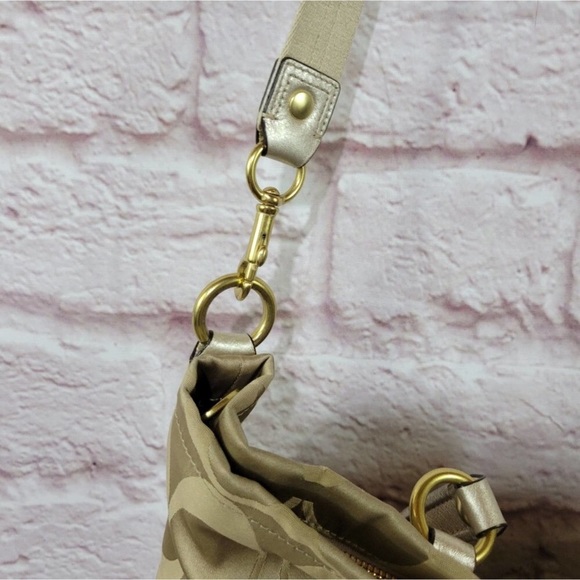 Coach Poppy Gold & Metallic Silver Shoulder Hand Bag - Picture 6 of 12